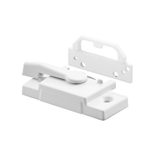 Sash Lock W/Face-Mount Keeper - 2-1/16" Hole Center Spacing - For Vertical Sliding Windows - Diecast Zinc - White - (Single Pack)