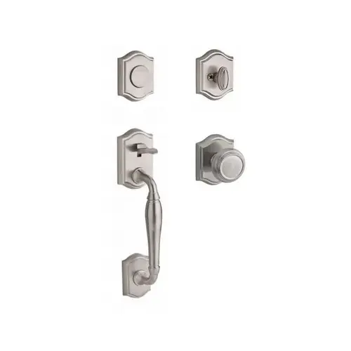 Full Dummy Westcliff Handleset Traditional Knob and Traditional Arch Rose Satin Nickel Finish