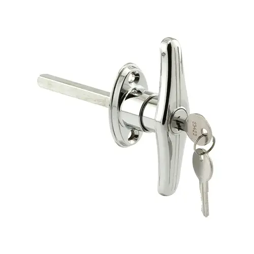 Door T-Handle Lock - Keyed - Diecast Zinc - Chrome Plated