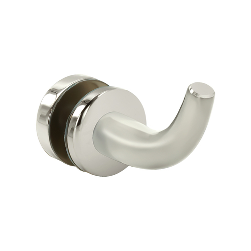 Glass Mount Towel/Robe Hook - Polished Nickel