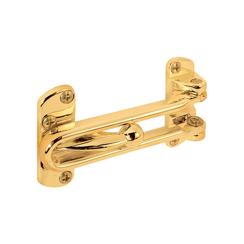 Swing Bar Door Lock - 3-7/8" - Heavy Zinc Casting - Brass Plated Finish - Allows 2" Of Viewing - pack of 10