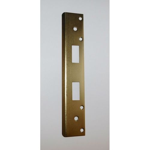 Don Jo FL-212N4-BP 1-3/8" x 12" Double Hole Strike for 3-5/8" and 4" Centered Locksets Brass Plated Finish