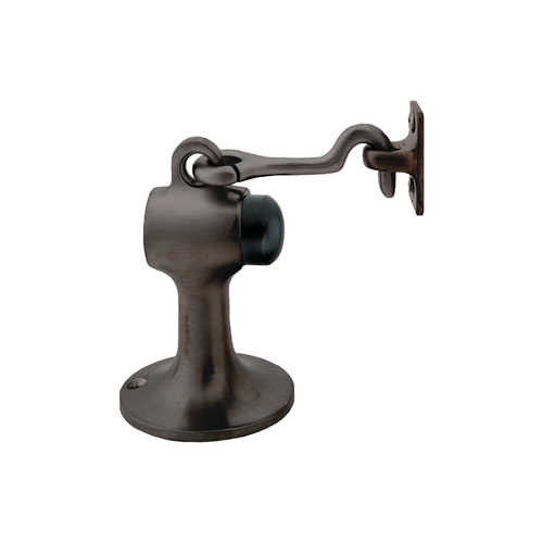 Floor Mounted Heavy-Duty Door Stop With Hook 3-1/8" Tall - Dark Bronze