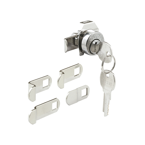 Mailbox Lock - 5 Cam - Chrome Finish - National 14 Keyway - Opens Clockwise Direction - 90 Degree Rotation - With Dust Cover (Single Pack)