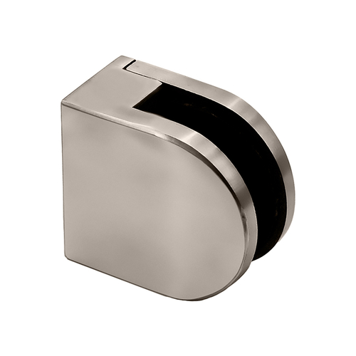 F-Series Round Clamp with Flat Base - Brushed Stainless