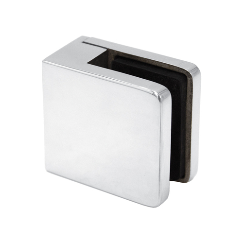 F-Series Square Clamp with Flat Base - Polished Stainless