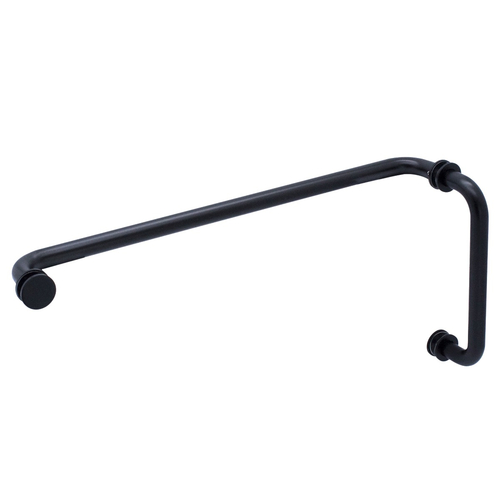 8" x 20" Tubular Pull/Towel Bar Combo with Washers for 1/4" to 1/2" Glass - Matte Black