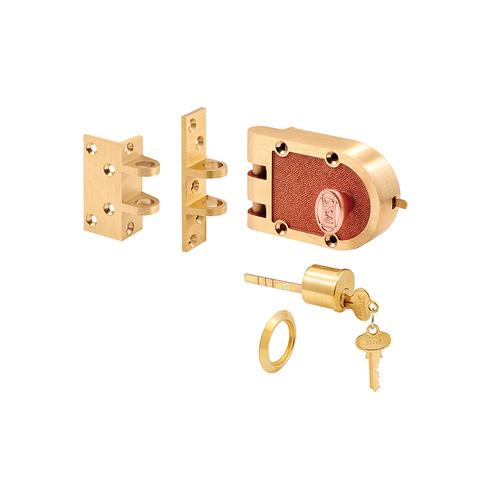 Deadbolt - Solid Bronze Alloy - Brushed Brass - Angle And Flat Strike - Single Cylinder (Single Pack)