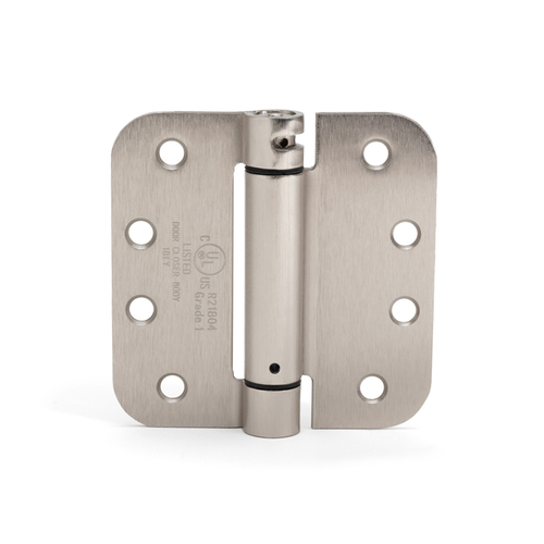 4" x 4" Heavy-Duty Spring Hinge Radius Corner - Dull Nickel