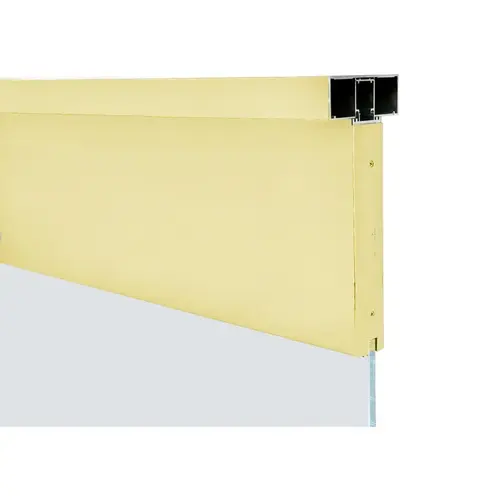 10" Tall Sidelite Rail Square Profile-1/2" Glass 120" Length with Reversible Saddle - Polished Brass