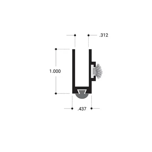 Deep Channel with Bumper and WiperExtrusion - Dark Black/Bronze Anodized  36" Stock Length - pack of 4