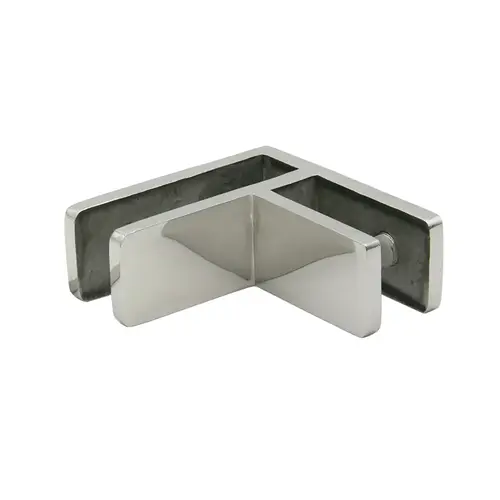 FHC SC90PS Stabilizing Glass Clamp 90 Degree Glass-to-Glass 1/2"-9/16" Glass - Polished Stainless