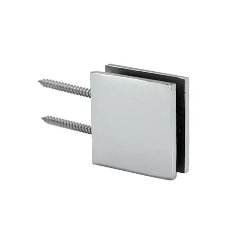 Notch Style Wall Mount Clamp Double Mounting Holes for 3/8" to 1/2" Glass - Polished Chrome