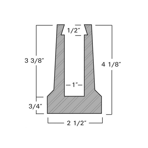 1/2" Tapered Bottom Rail Drilled Base Shoe - Model 76 - 20' Long - Mill