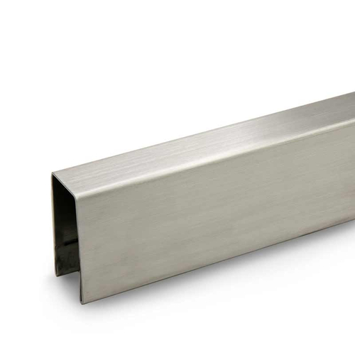 Top Cap U-Channel 1-1/8" x 1-3/4" x 10' - Brushed Stainless 316