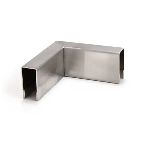 90 Degree Horizontal Corner Top Cap U-Channel 7/8" x 1-3/4" with Hem - Brushed Stainless 304 120" Length