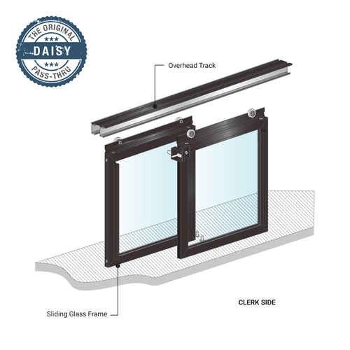 Daisy Horizontal Sliding Pass-Thru Assembly XX No Wall Jambs - Dark Black/Bronze Anodized