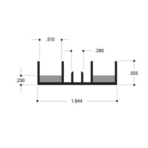 Double Jamb Extrusion with Cushion- Dark Black/Bronze Anodized  72" Stock Length - pack of 2