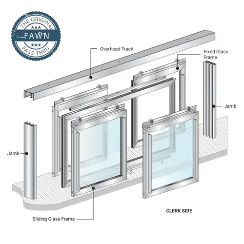 Fawn Horizontal Sliding Pass-Thru Assembly XOX With Screen - Satin Anodized