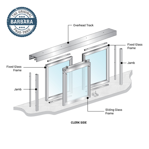 Barbara Horizontal Sliding Pass-Thru Assembly OXO No Screen - Satin Anodized