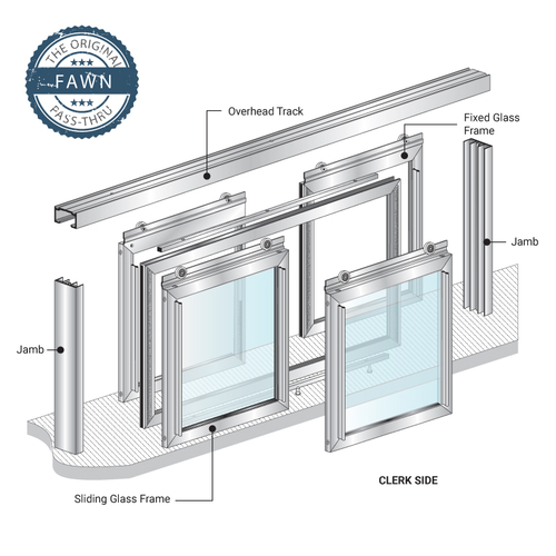 Fawn Horizontal Sliding Pass-Thru Assembly XOX With Screen - Satin Anodized