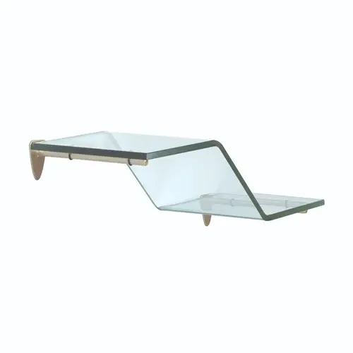 6" x 18" Wave Glass Shelf - Satin Nickel