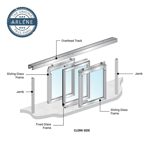 Arlene Horizontal Sliding Pass-Thru Assembly XOX No Screen - Satin Anodized