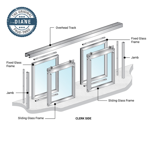 Diane Horizontal Sliding Pass-Thru Assembly OXXO No Screen - Satin Anodized