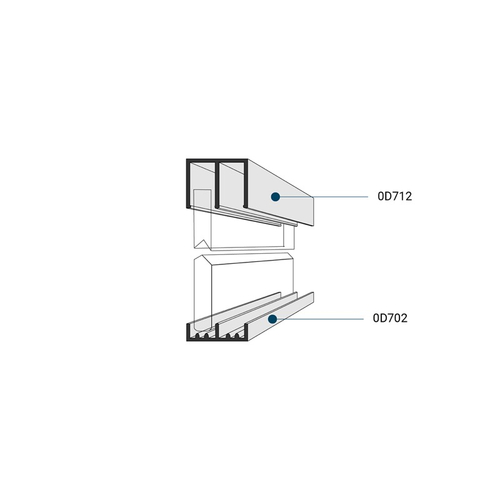 Plastic Track Assembly 0D712 Upper/0D702 Lower for 1/4" Panels 12' Long Gray Plastic 144" Length