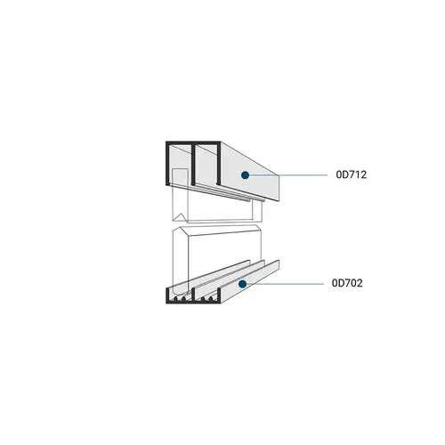 Plastic Track Assembly 0D712 Upper/0D702 Lower for 1/4" Panels Gray Plastic  36" Stock Length - pack of 4