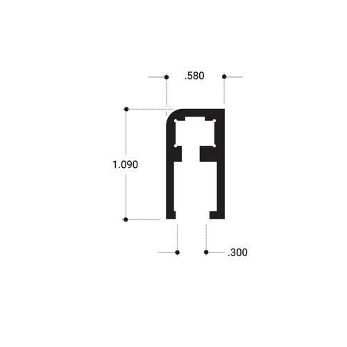 Showcase Top and Spacer Aluminum Extrusion - Brite Anodized 144" Length