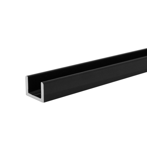 3/8" Low Profile U-Channel for 1/2" Glass - Matte Black  48" Length - pack of 50