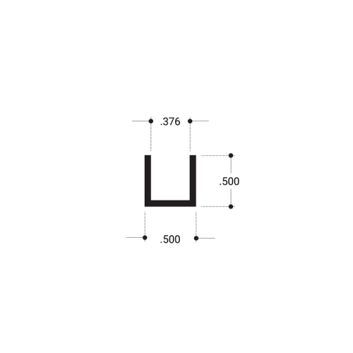 3/8" U-ChannelAluminum Extrusion - Brite Gold Anodized  48" Length - pack of 5