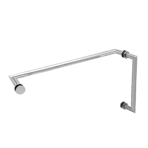 6" x 18" Mitered Pull/Towel Bar Combo with Washers for 1/4" to 1/2" Glass - Polished Chrome