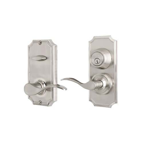 Weslock L1501UNUNSL2D Unigard Left Hand Bordeau Interconnected Entry with 2-3/8" Latch and Round Corner Strikes Satin Nickel Finish