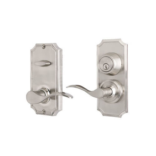 Weslock L1510UNUN344D Unigard Left Hand Bordeau Interconnected Entry with Combo Strike with 2-3/4" Latch Satin Nickel Finish