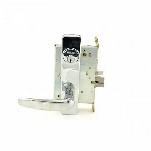 Entry / Office Mortise Lock C Keyway with 07 Lever and L Escutcheon Bright Chrome Finish