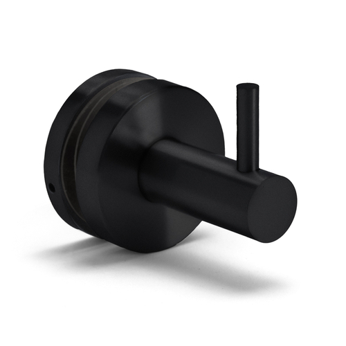 Peg Robe/Towel Hook for 3/8" and 1/2" Glass - Matte Black