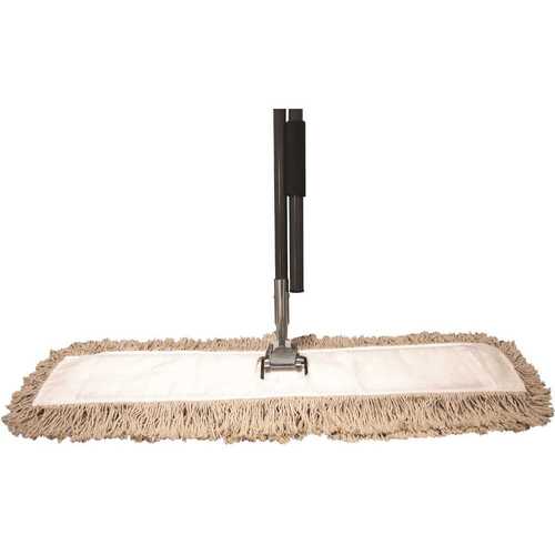 MAINTENANCE WAREHOUSE CG-M245SP-C Natural Cut End Dust Mop Kit With Click-N-go Handle