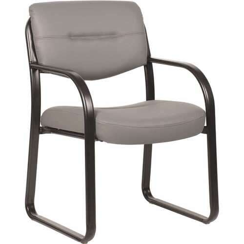 BOSS Office Products B9529-GY Black Metal Frame Guest Chair With Gray Vinyl Cushions