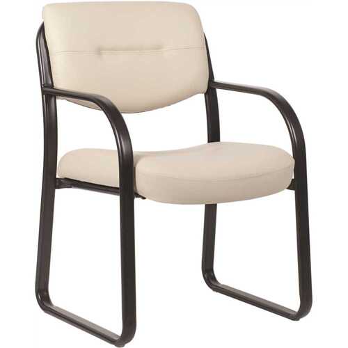 BOSS Office Products B9529-BG Black Tubular Steel Frame Guest Chair-Beige Vinyl Cushions