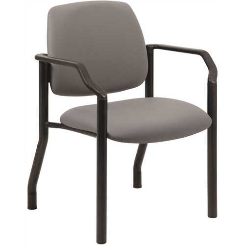 BOSS Office Products B9591AM-GY Heavy Duty Chair W/arm Black Frame Gray Antimicrobial Vinyl