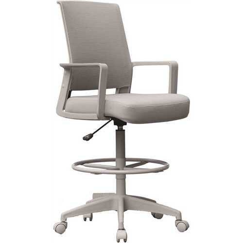 BOSS Office Products B16376GY-GY Deluxe Gray Frame Gray Mesh Drafting Height Chair