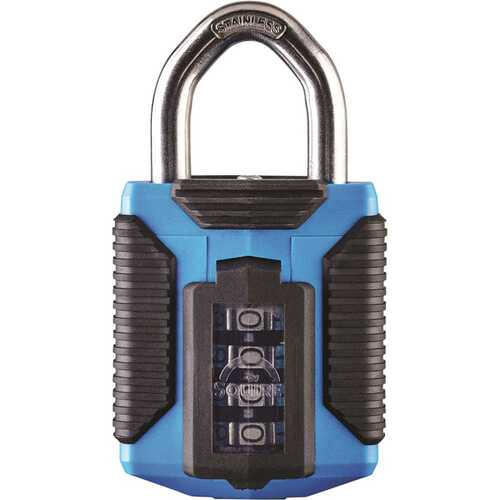 Squire Locks SQ-CP50ATLS Marine All Terrain Combination Padlock, 4 Wheel, Open Shackle