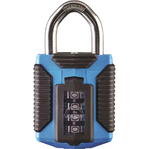 Squire Locks SQ-CP50ATLS Marine All Terrain Combination Padlock, 4 Wheel, Open Shackle