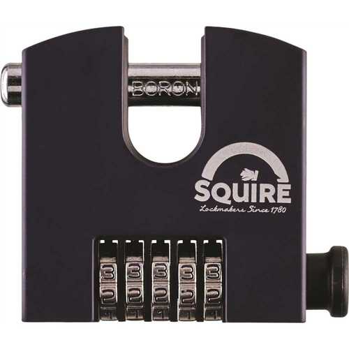 Squire Locks SQ-SHCB75 Straight Shackle Boron Steel Combination Padlock, 5 Wheel