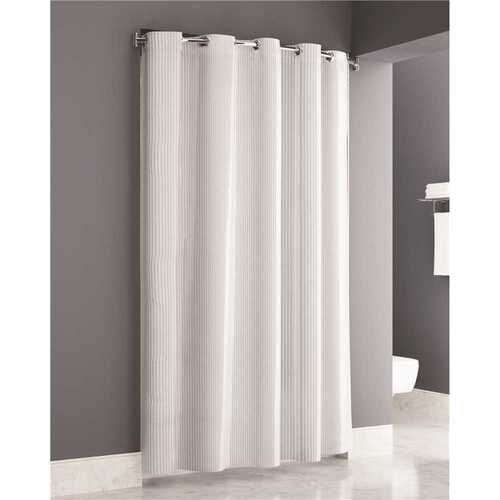 Zenna Home VS7173ENWW Vertical Stripe Easy Hang White Shower Curtain 71x73