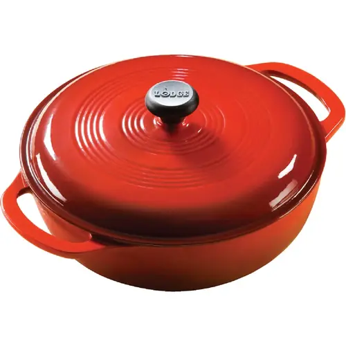 LODGE EC3D43 3 Qt Red Essential Enamel Cast Iron Dutch Oven