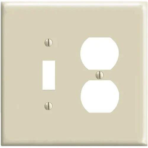 2-Gang Midway 1-Toggle 1-Duplex Combination Nylon Wall Plate, Ivory