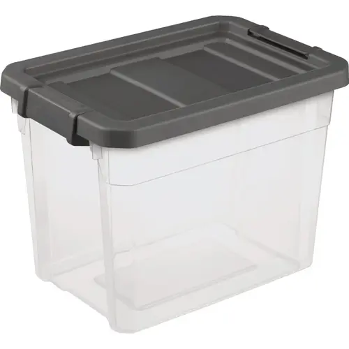 30 Qt./28L Flat Gray Stacker Storage Tote